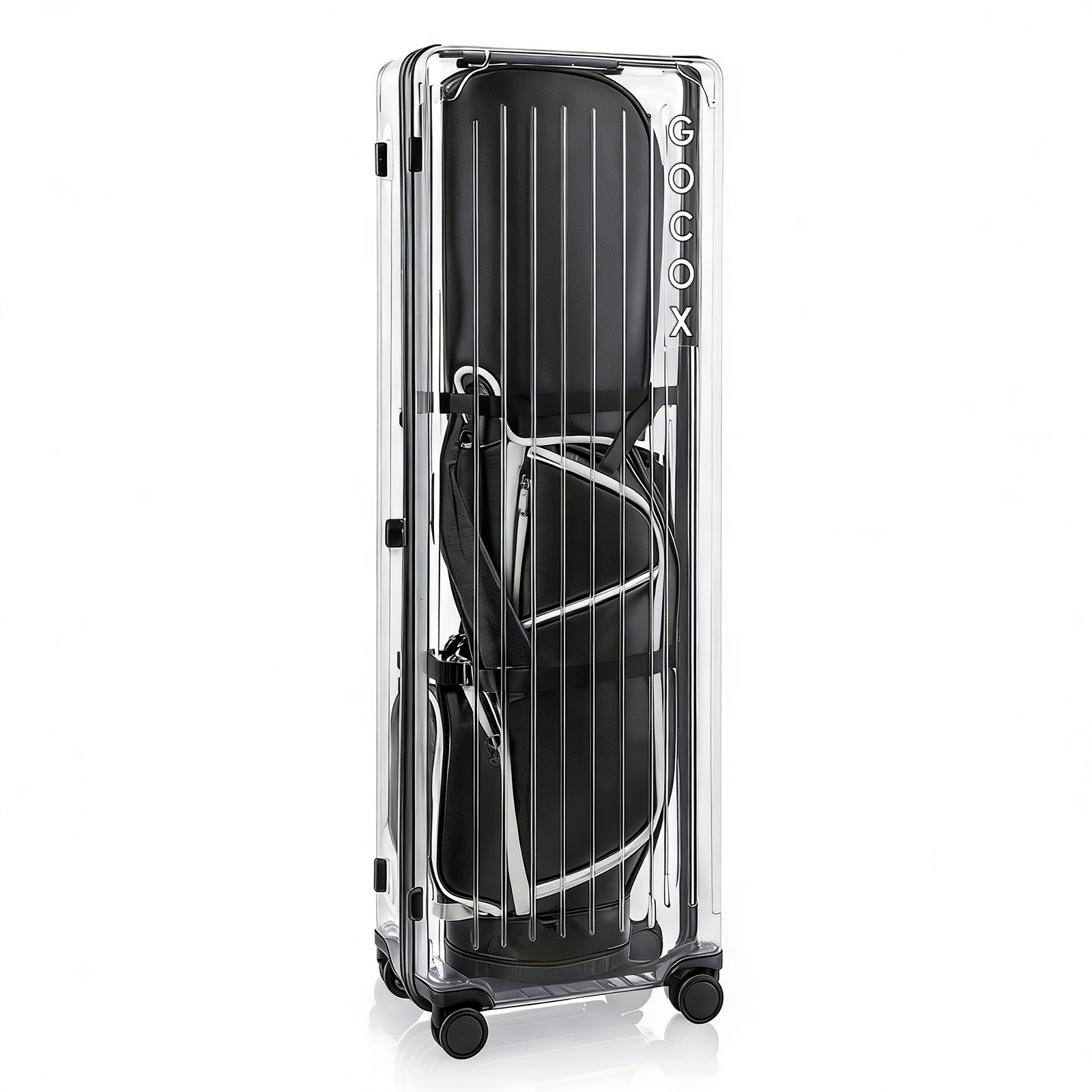 Hard Golf Travel Case 4 Wheels Transparent Black