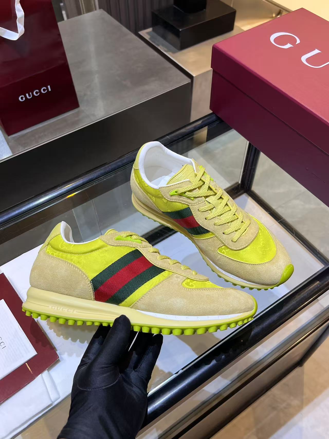 Gucci trendy yellow sneakers