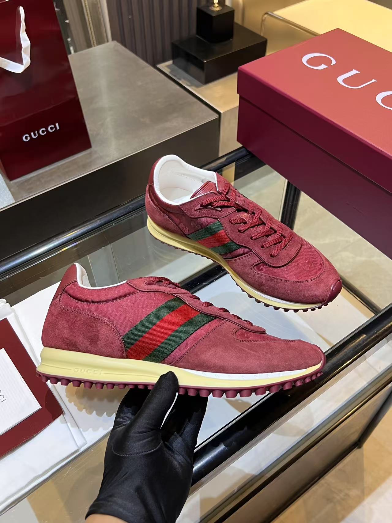 Gucci trendy red sneakers
