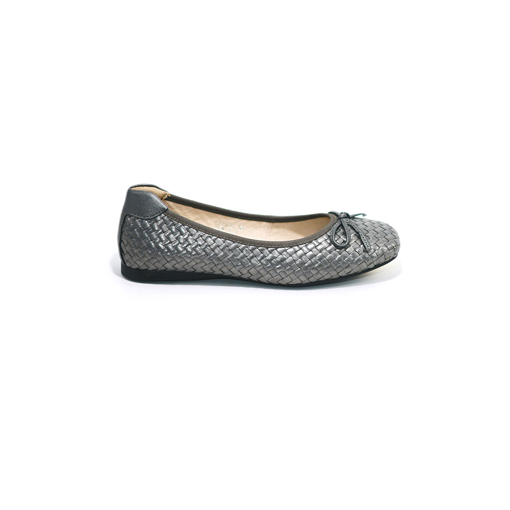 Woven bow flat ballet shoes