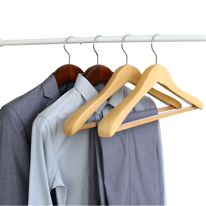 Hotel  Guestroom Suit hanger  with Round Bar Household Solid Wood Coat Hanger