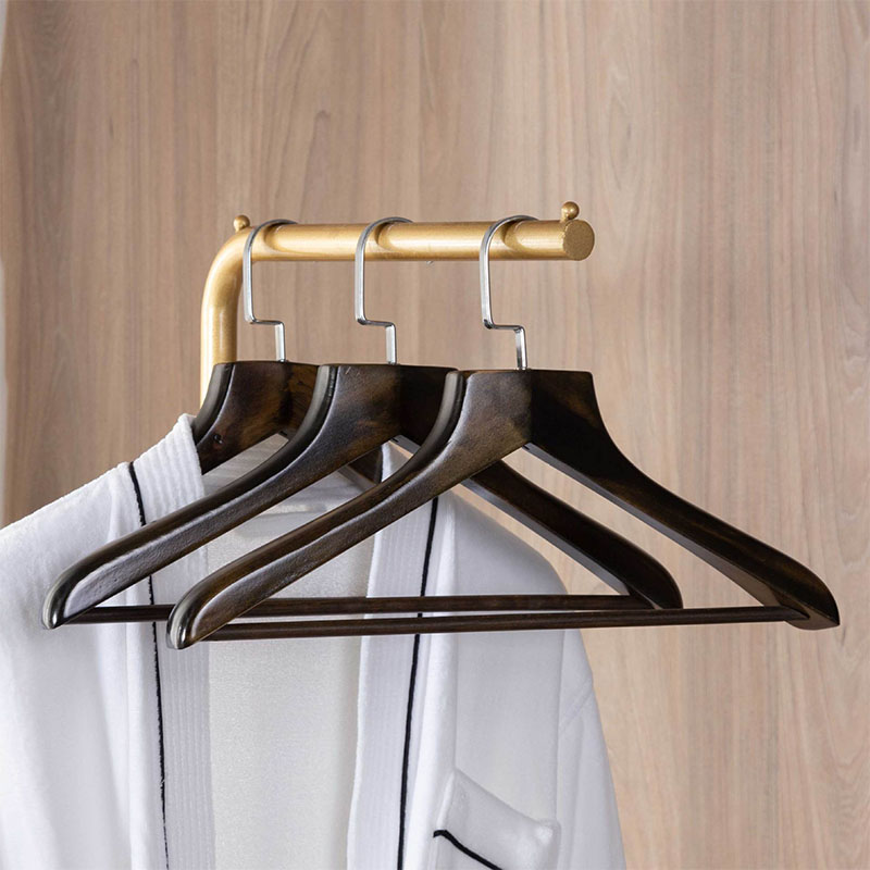 Hotel  Guestroom Suit hanger  with Round Bar Household Solid Wood Coat Hanger
