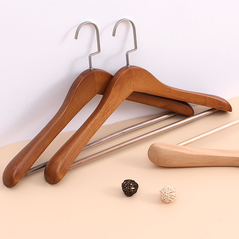Hotel  Guestroom Suit hanger  with Round Bar Household Solid Wood Shirt Hanger