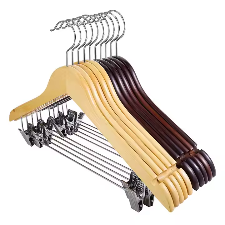 Manufacturer Wholesale Low Price Skirt Hanger Hotel 1.2cm Thickness Solid Wood Clothes Hangers