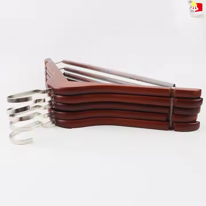Natural Color Wholesale Clothes Hanger Hot Selling Shirt Hangers Hotel Solid Wood Clothes Stand