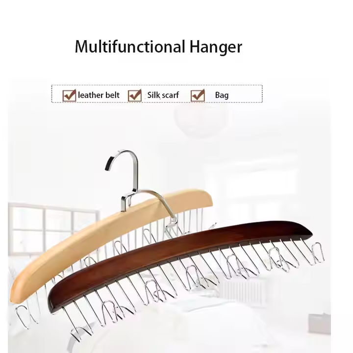 Natural Color Belt Rack With Wide Hook Well Price Belt Hangers Hotel Wooden Clothes Hangers