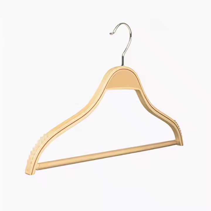 Plywood Shirt Hanger With Bar Clothing Store Non slip Men's Clothing Hanger Wooden Clothes Stand