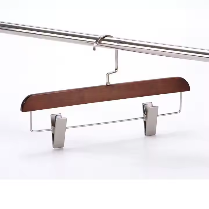 Solid Wood Deluxe Boutique Clothes Shop Woman's Wooden Skirt Clothes Hanger Pant Clip Hanger