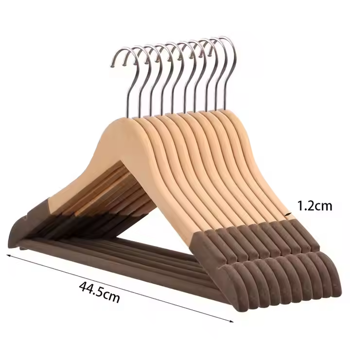 High-grade Flocking Clothes Hanger Wooden Non-slip Velvet Clothes Hanger Wooden Clothes Hanger