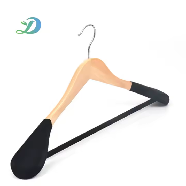 Factory Wood Thick Shoulder Suit Hanger Practical Hotel Room Solid Wood Flocking Hanger