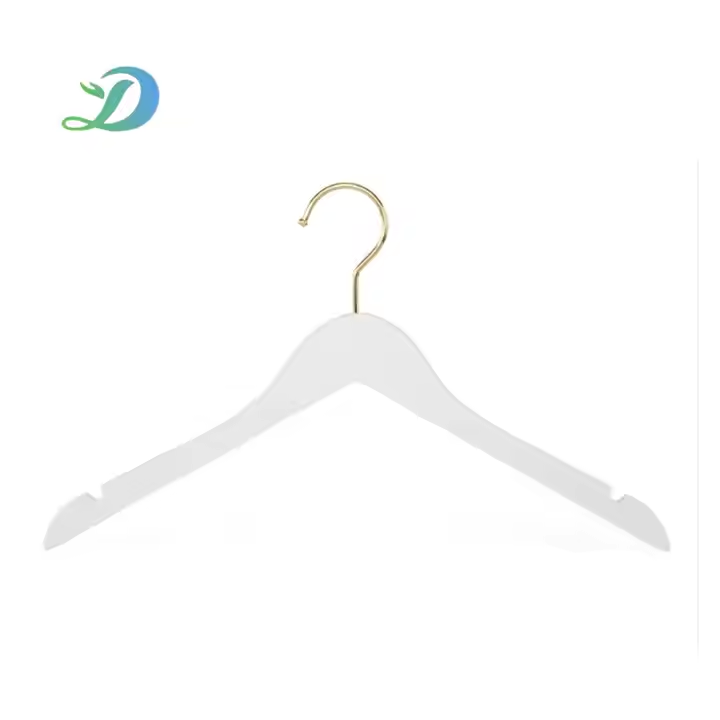 Modern Gold Hook White Wooden Hanger Home Guest Room Non-slip Solid Wood Hangers