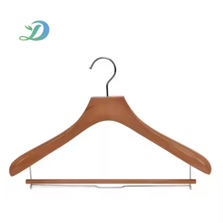 Factory Custom Solid Wood Thick Shoulder Suit Hangers Durable Hotel Room Wooden Hangers