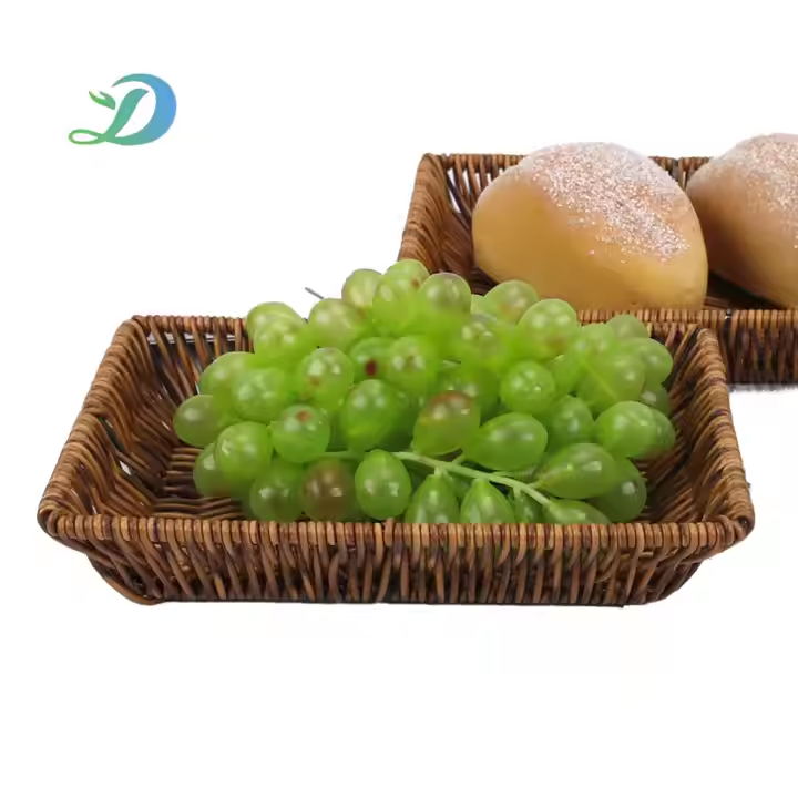Handmade PP Rattan Bread Basket Hotel Restaurant Fruit Basket Artificial Rattan Basket