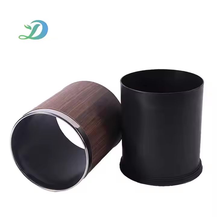 Popular Uncovered Double-layer Trash Can Household Hotel Restaurant PU Leather Trash Can