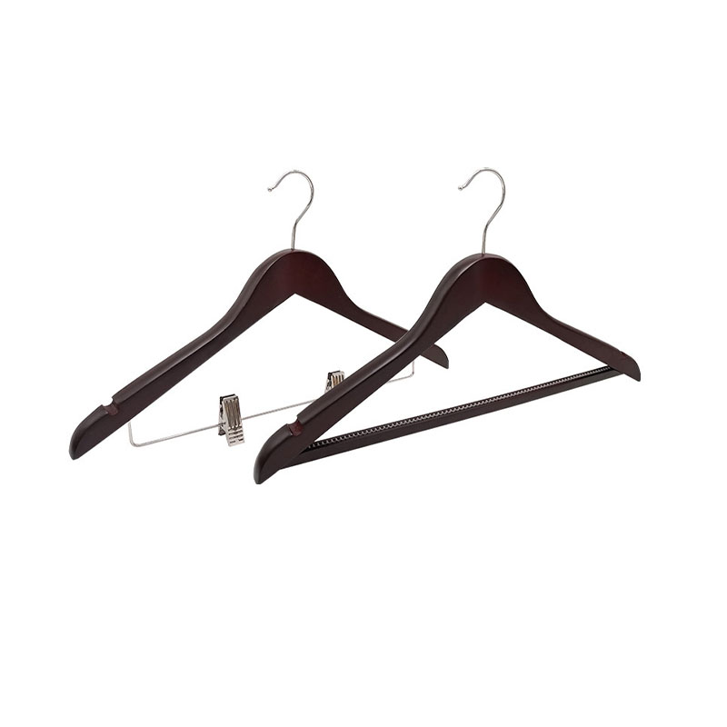 Black Color Hotel Guestroom Shirt Hanger with Clip Household Solid Wood Lady's Hanger
