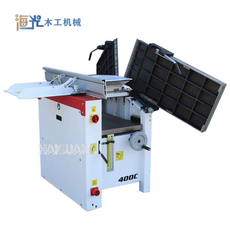 A Heavy-duty Woodworking Machine Integrating Thicknesser, Surface Planer and Drilling Functions