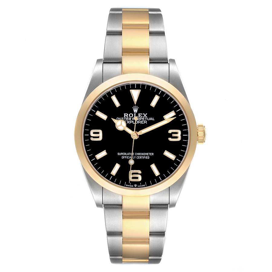 Replica Rolex Explorer I Steel Yellow Gold Black Dial Mens Watch 124273