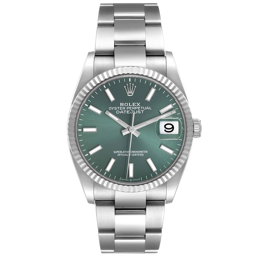 Replica Rolex Datejust Steel White Gold Mint Green Dial Mens Watch 126234