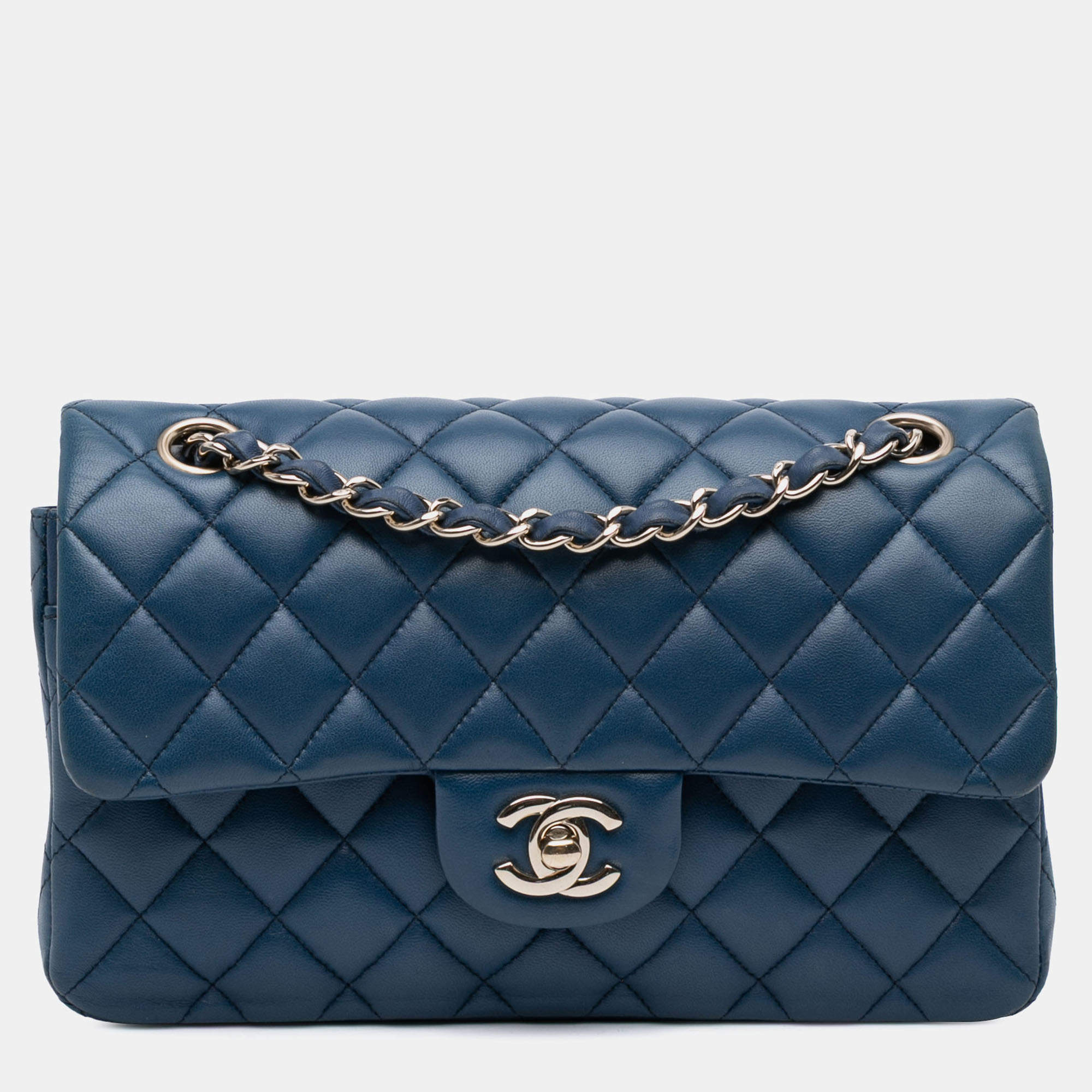 Replica Chanel Blue Small Classic Lambskin Double Flap