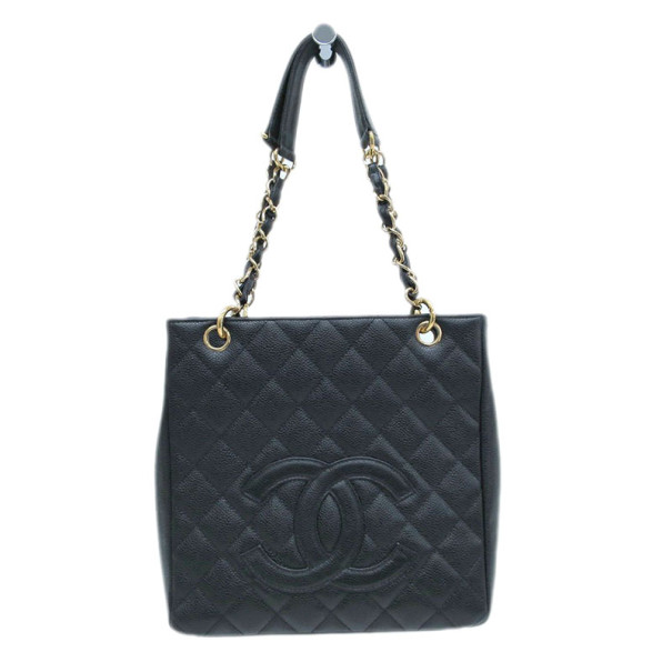 Replica Chanel Black Caviar Petit Shopping Tote PST