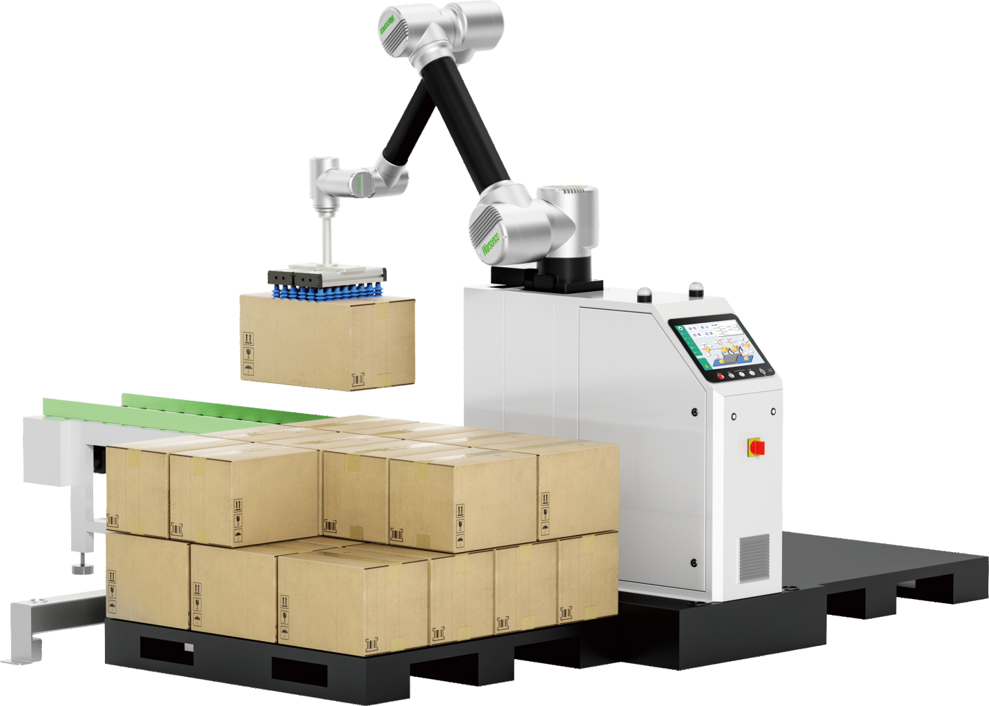 Collaborative Palletizing Workstation with the features of easy to operate,Flexible deployment and Wide Applications