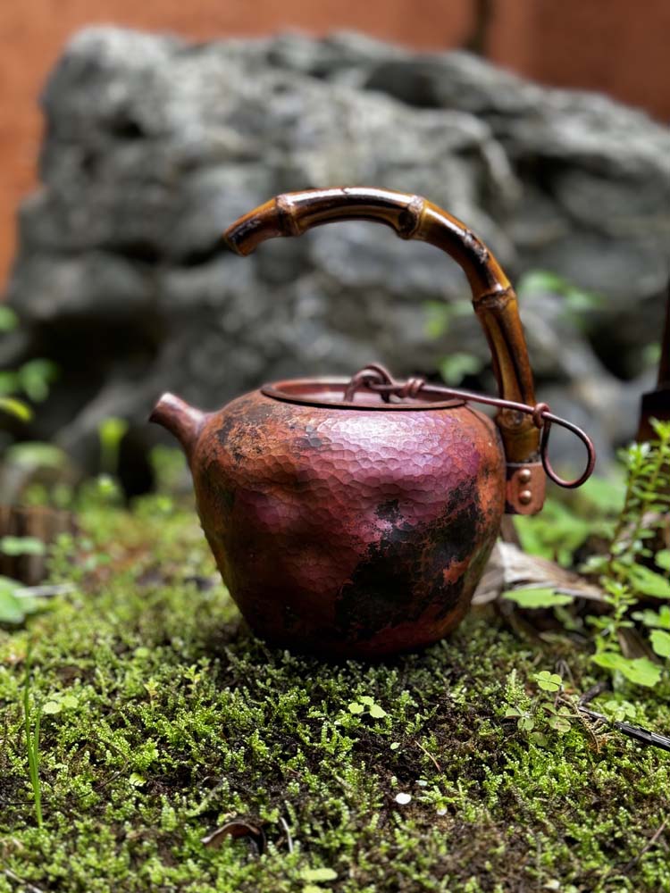 Hand-Hammered Antique Chinese Copper Tea Kettle - 600ml Capacity, 410g | Textured Finish for Stovetop & Electric Use