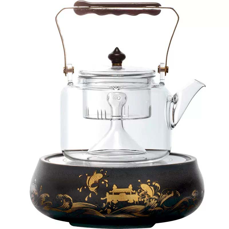 Steaming and cooking integrated high temperature resistant glass pot teapot tea set household tea set large capacity