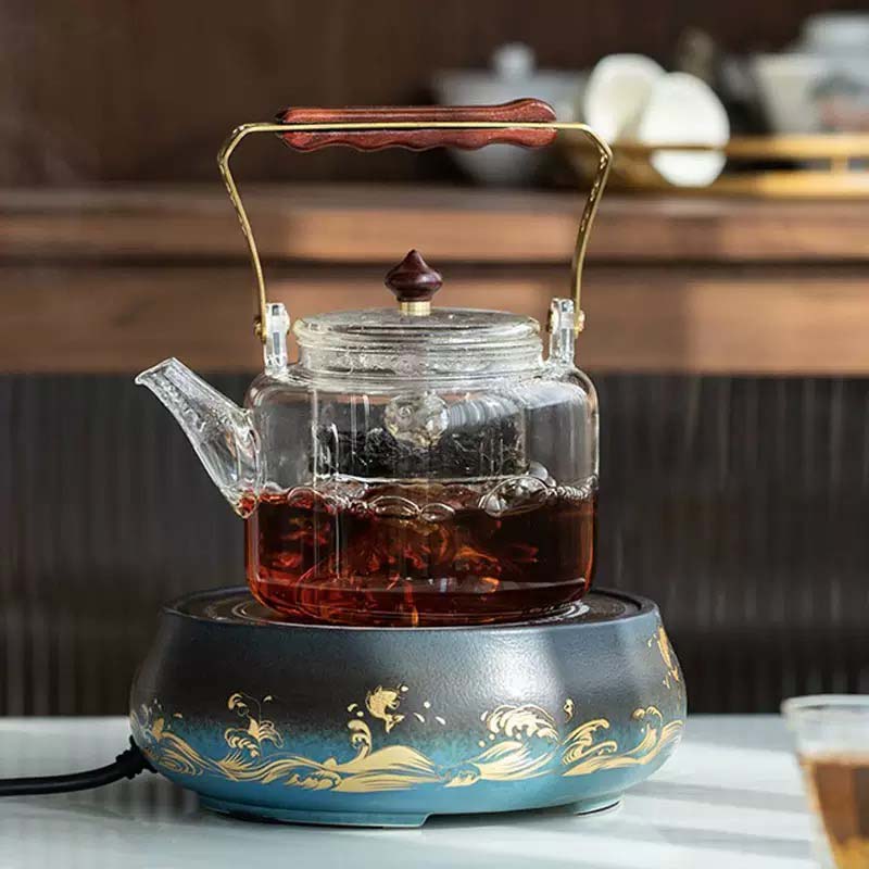 Steaming and cooking integrated high temperature resistant glass pot teapot tea set household tea set large capacity