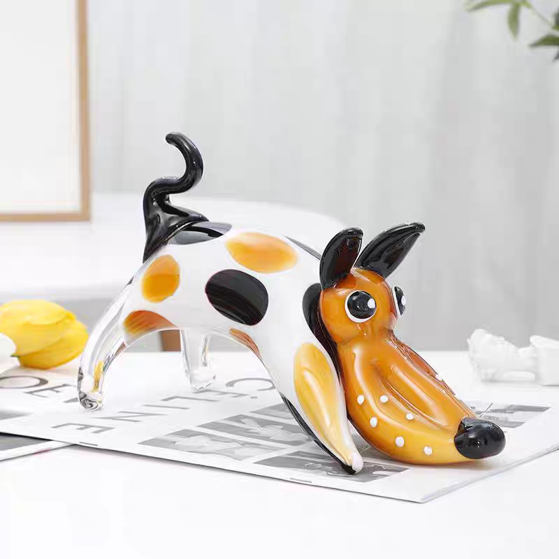 Puppy shaped glass decoration