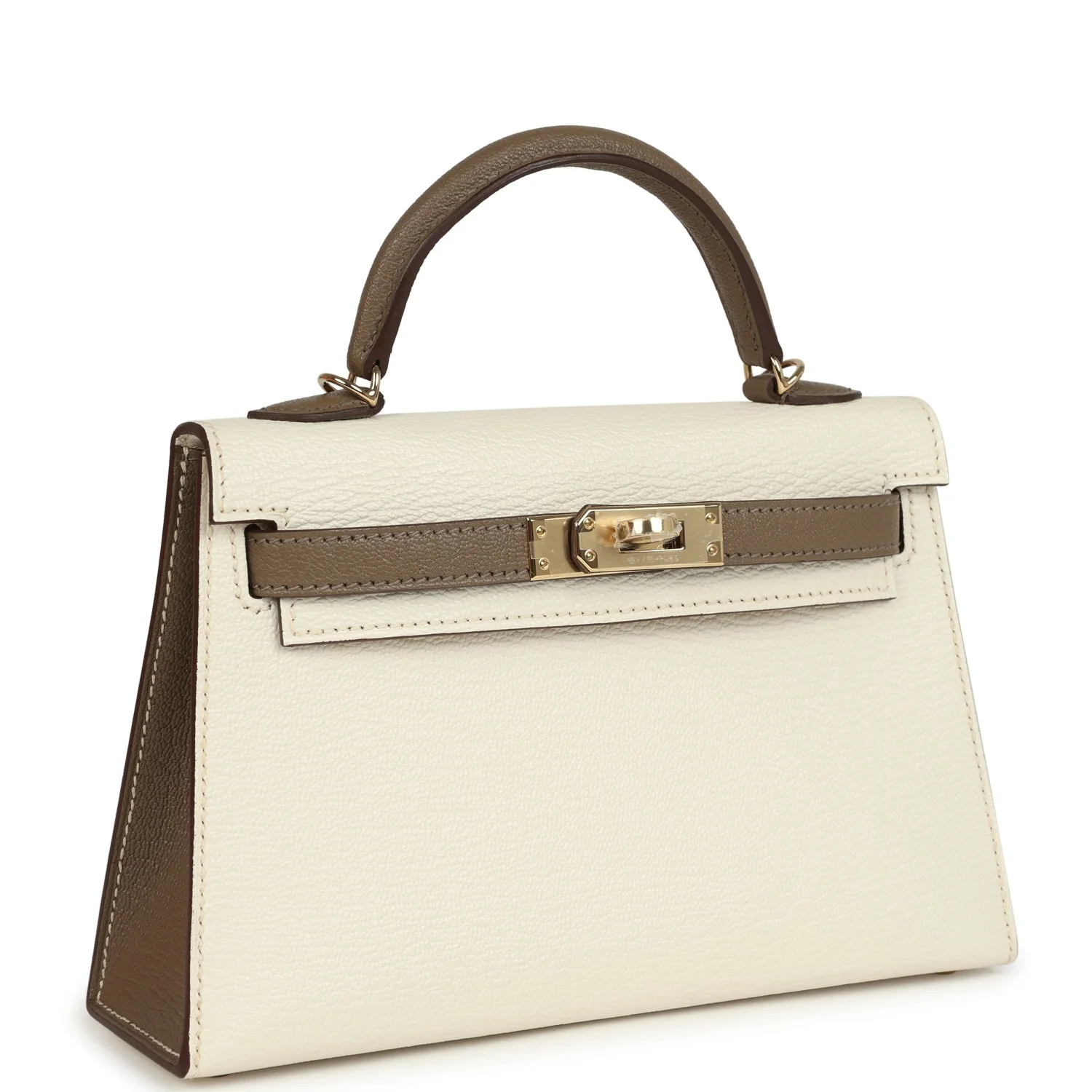 Hermes Kelly Sellier 20 Nata and Etoupe Chevre Mysore Permabrass Hardware