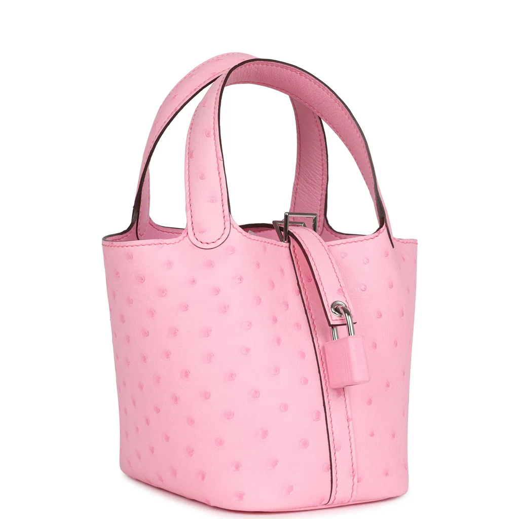 Replica Hermes Micro Picotin Lock 14 Bubblegum Ostrich Palladium Hardware