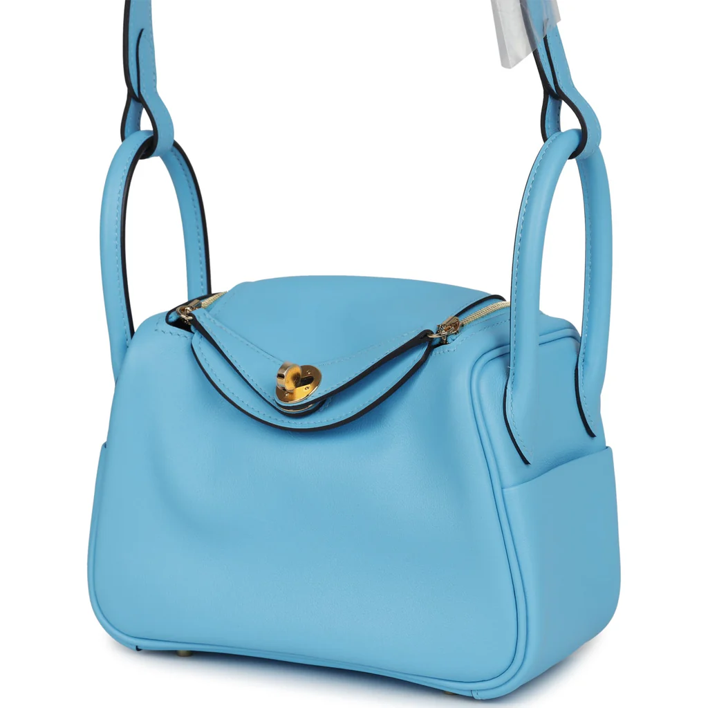 Replica Hermes Mini Lindy Celeste Swift Gold Hardware