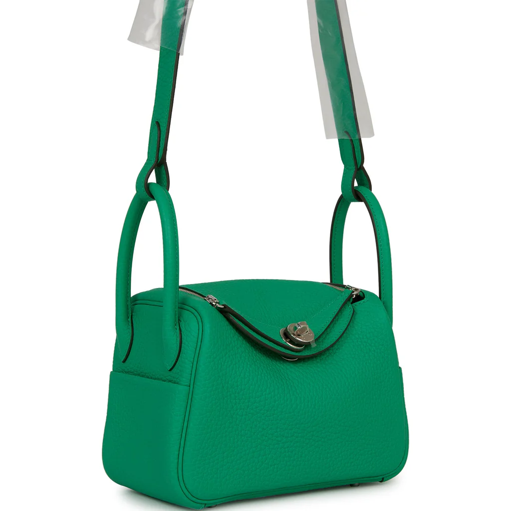 Replica Hermes Mini Lindy Menthe Clemence Palladium Hardware