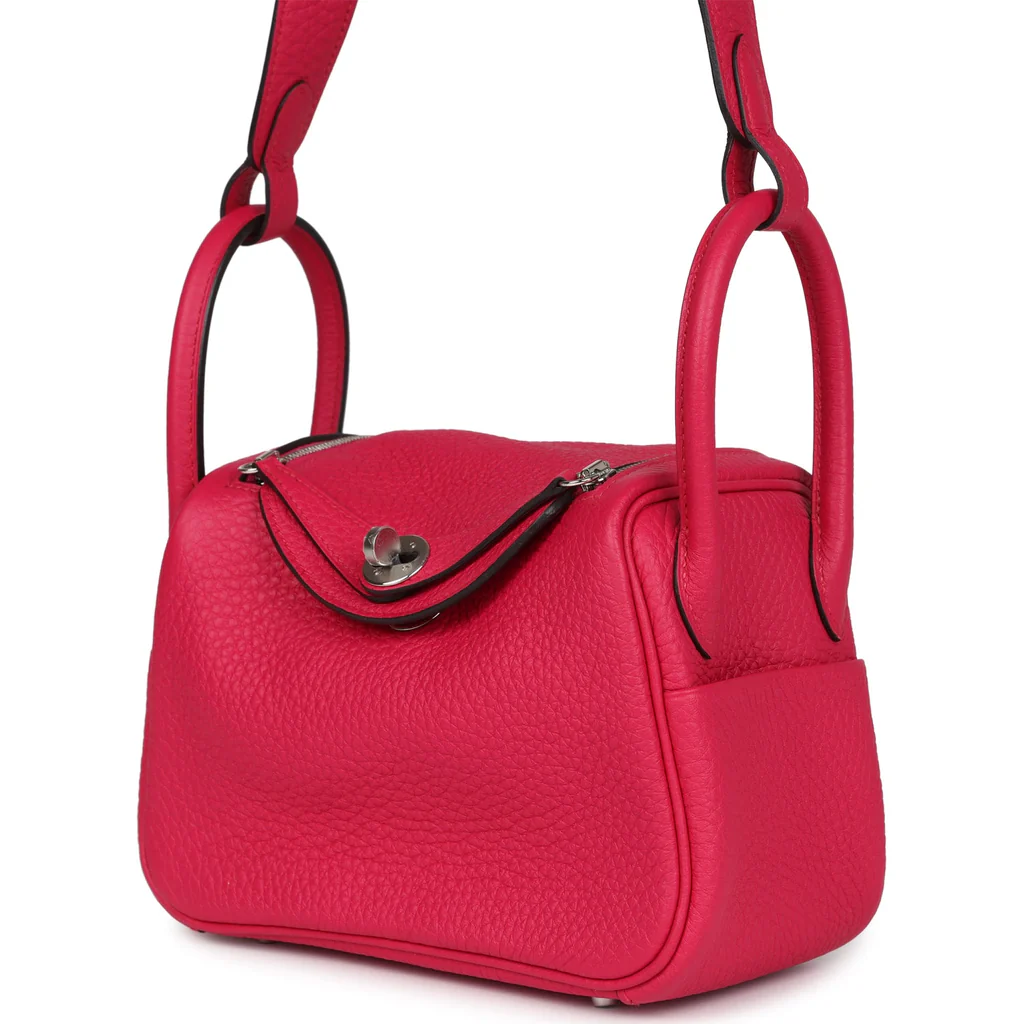 Replica Hermes Mini Lindy Framboise Clemence Palladium Hardware