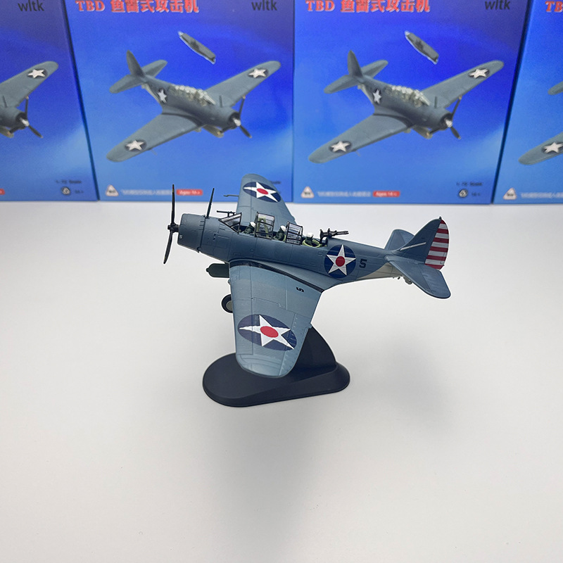 1/72 Scale American TBD Devastator Torpedo Bomber Finished Fighter Aircraft Alloy Static Simulation Model Display Piece