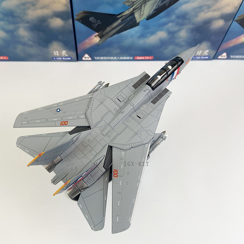 1/100 Scale American F-14D Tomcat Fighter Aircraft F14 VF-2 Bounty Hunters Die-Cast Metal Aircraft Model Display Piece