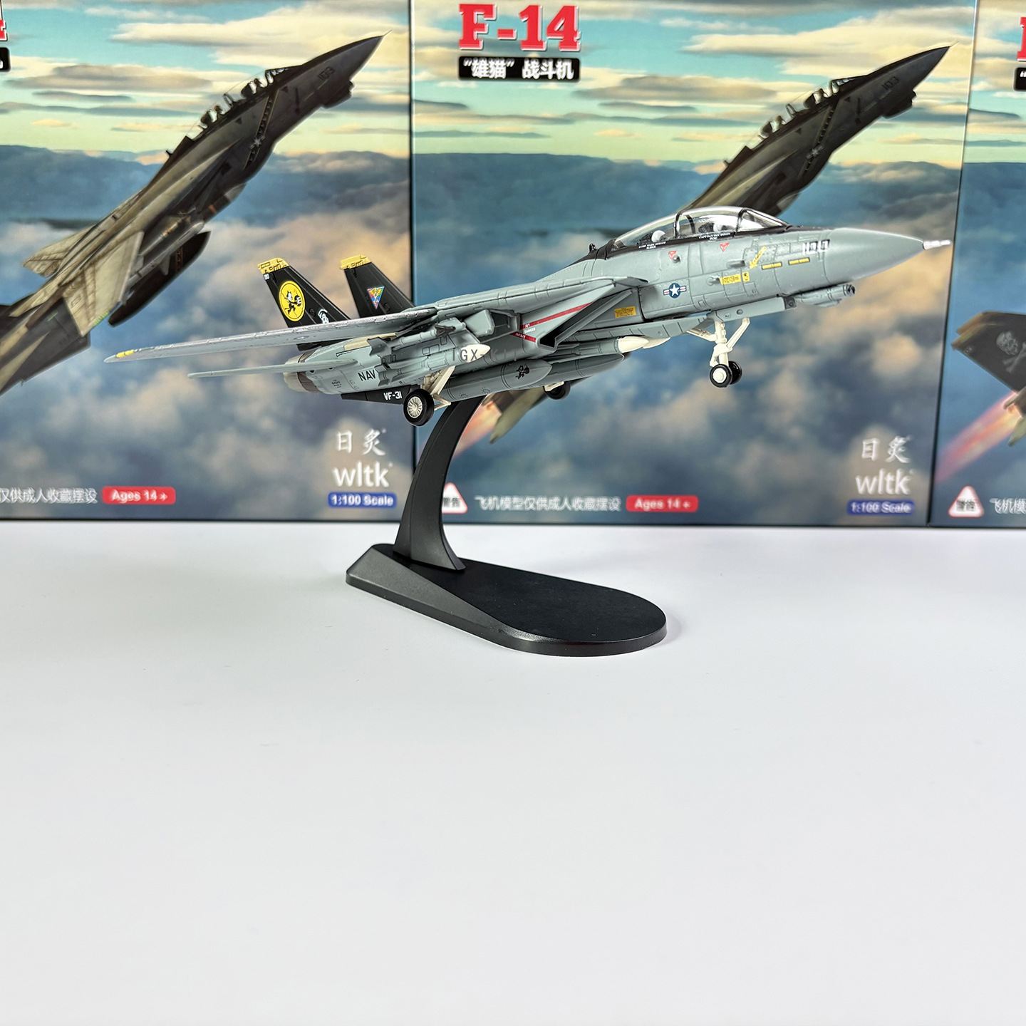 1/100 Scale F-14D Tomcat Fighter Jet F14 Bombcat VF-31 Squadron Die-Cast Aircraft Static Display Model