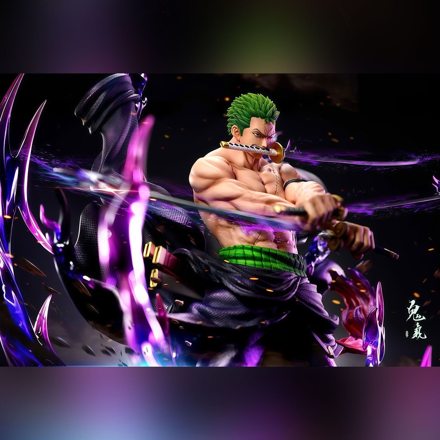[Full payment, in stock] Tianhui One Piece Zoro Explosive Aura GK Model Figurine Ornament and Merchandise