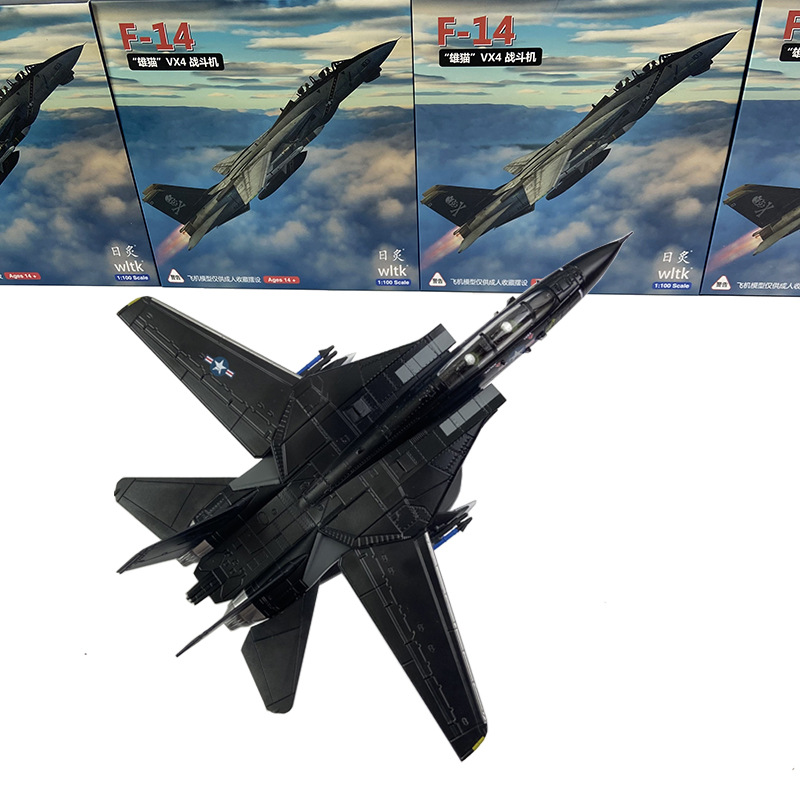 WLTK 1/100 Scale US Navy F-14 Tomcat Fighter Aircraft VX-4 Testers Squadron Die-Cast Finished Model Aircraft Display Piece