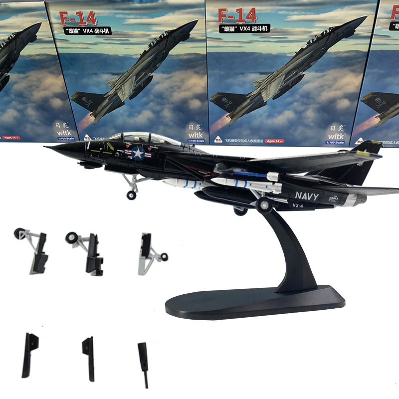 WLTK 1/100 Scale US Navy F-14 Tomcat Fighter Aircraft VX-4 Testers Squadron Die-Cast Finished Model Aircraft Display Piece