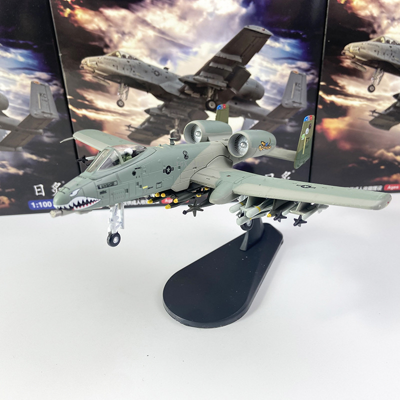 WLTK 1/100 Scale US A-10 Thunderbolt II Attack Aircraft A-10 Shark Squadron Alloy Finished Aircraft Model Display Piece