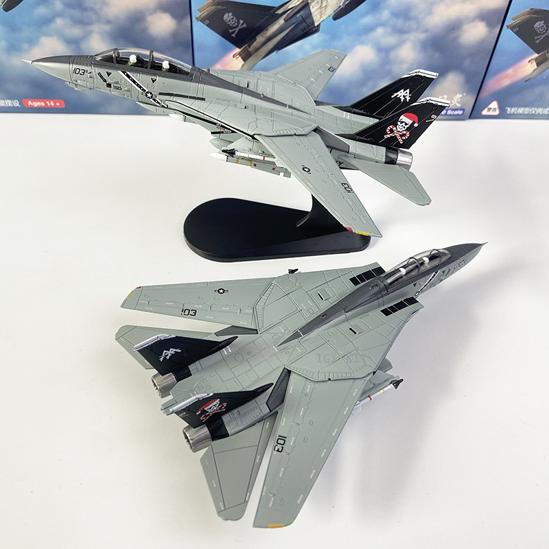 wltk 1/100 Scale American F-14 Tomcat Fighter Aircraft VF-103 Christmas Cats Squadron Die-Cast Model Aircraft