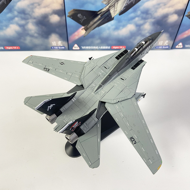 wltk 1/100 Scale American F-14 Tomcat Fighter Aircraft VF-103 Christmas Cats Squadron Die-Cast Model Aircraft