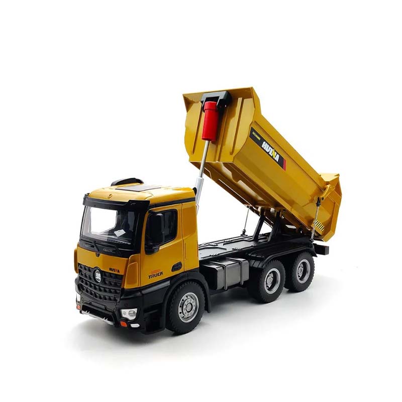 Huina 1582 1/14 Scale RC Dump Truck 10-Channel Full Metal Professional Tipper with Heavy Duty Payload & Realistic Sound RTR