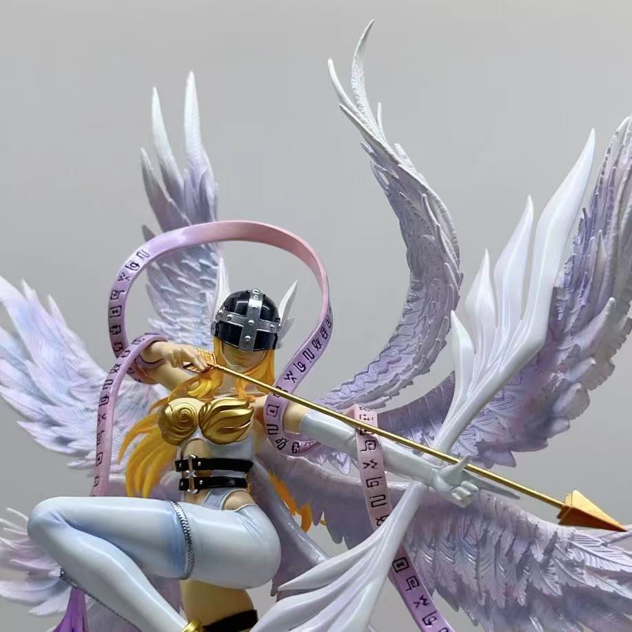 Digimon anime peripheral table decoration, Luna Temple Angewomon archery figure, anime girl statue