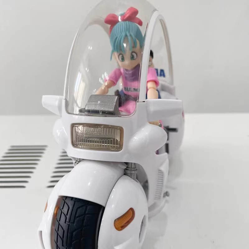 Iconic Dragon Ball Capsule No. 9 Bike with Bulma - Classic "Adventure Begins" Journey Motorcycle - Nostalgic Anime Gift for Collectors