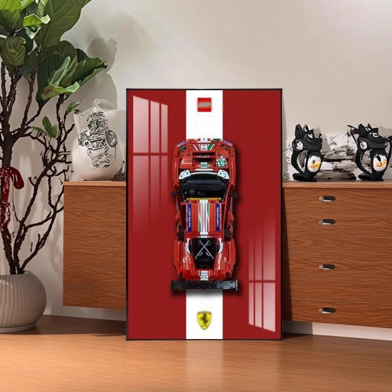 ( Included car)Wall-Mounted Display Case for LEGO Technic Ferrari 42143 - Ultimate Man Cave Decor & Gift for Car Lovers