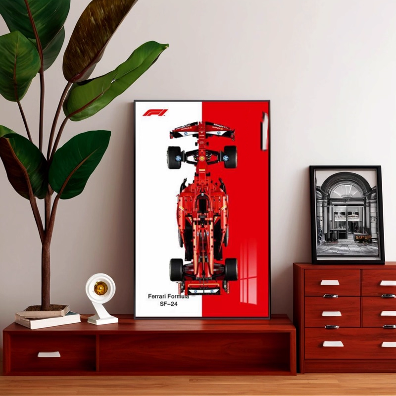  ( Include car)Wall-Mounted Display Case for LEGO Technic 42207 Ferrari F1 Race Car - Formula 1 Team Wall Art