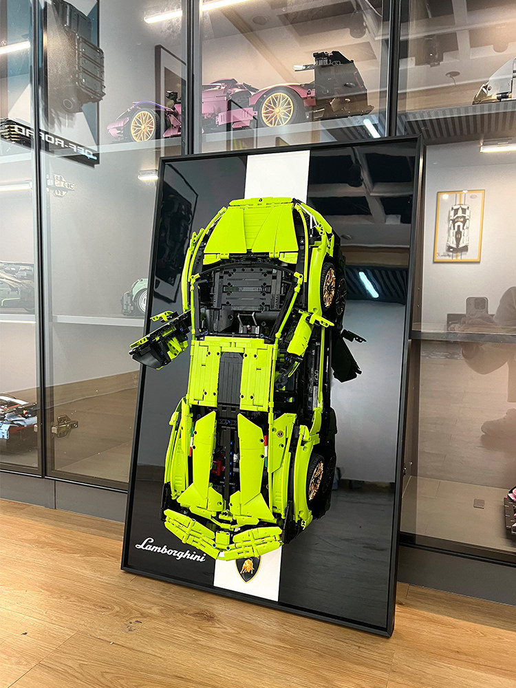 ( Included car)Wall-Mounted Display Case for LEGO Technic 42115 Lamborghini Sián FKP 37 - Crystal Clear Acrylic Frame