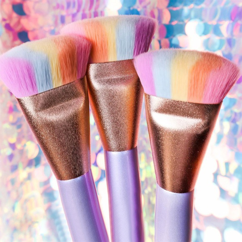 Customized colorful rainbow face powder brush